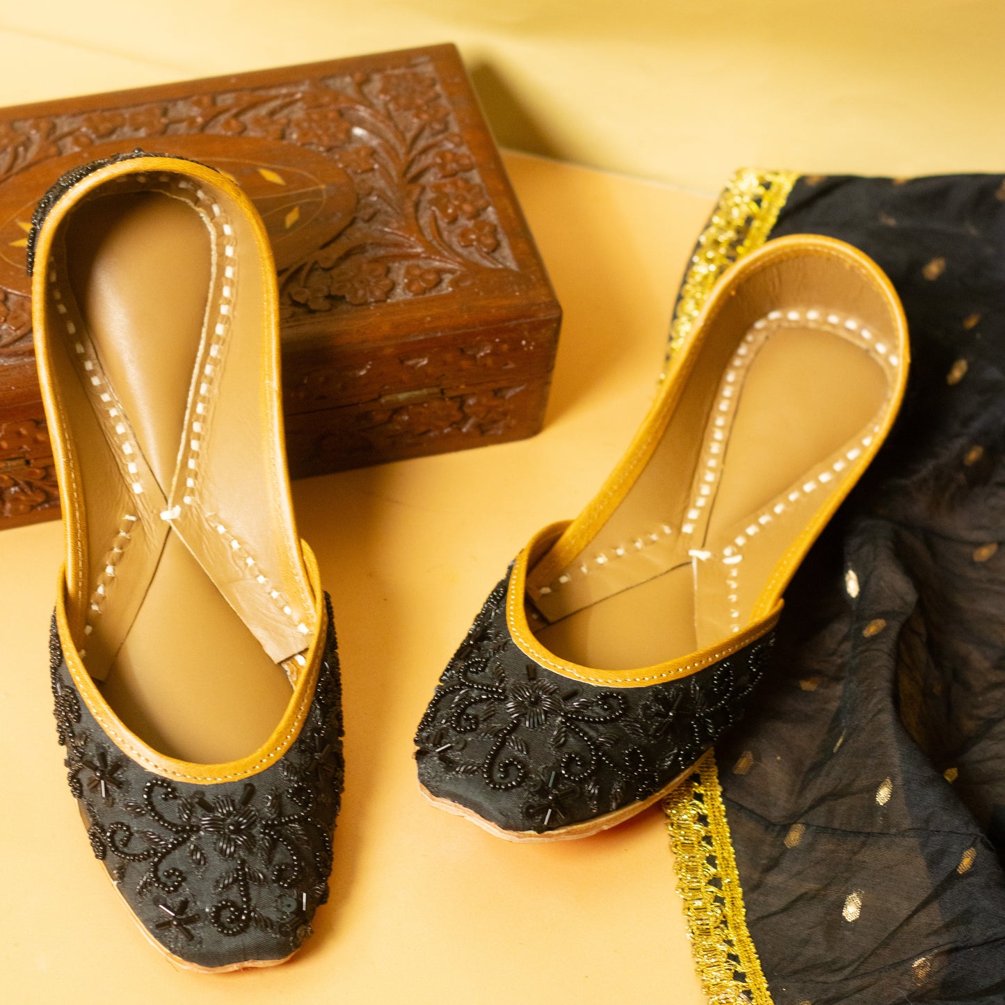 Midnight Black Juttis (Prepaid Only)