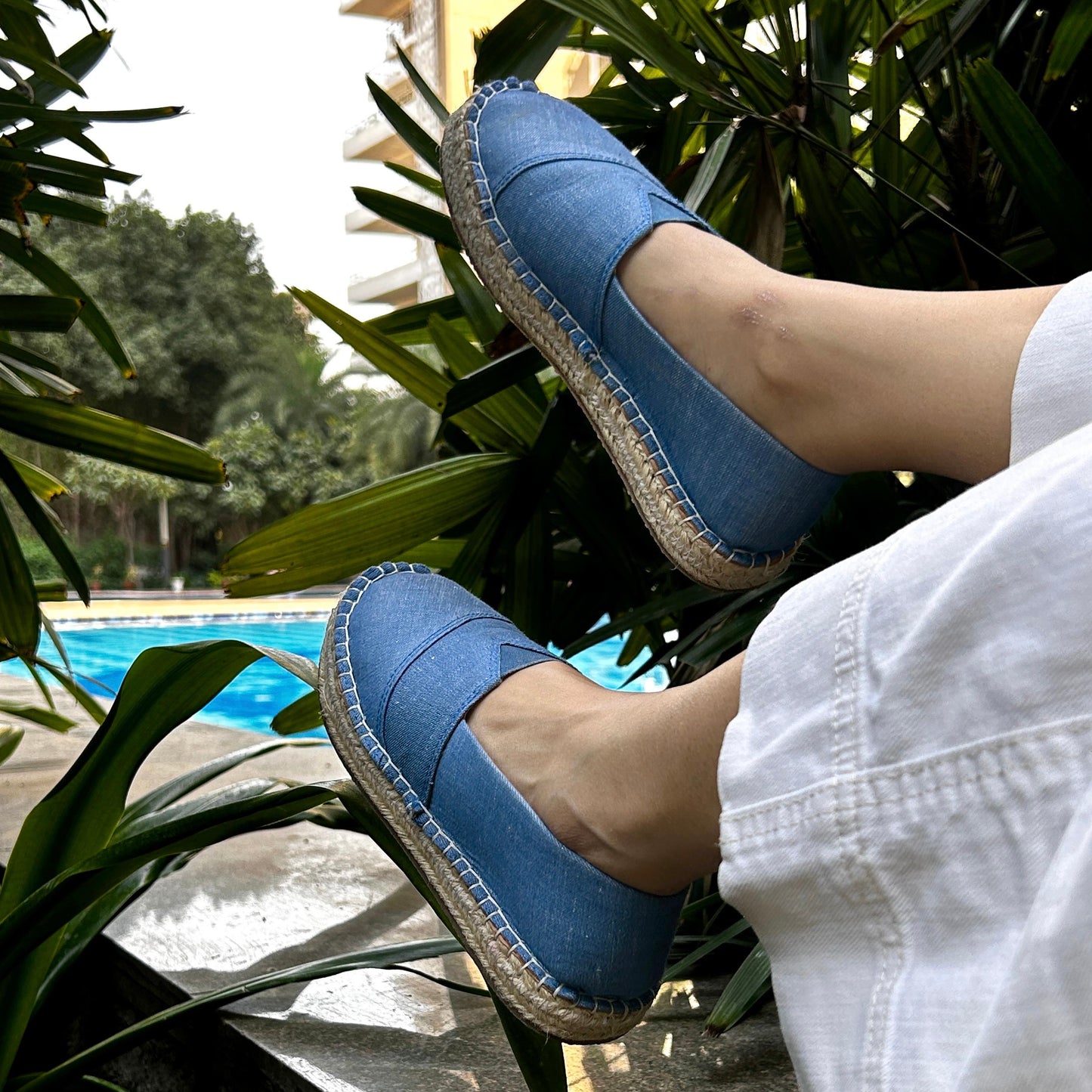 Denim Blue Espadrille Shoes