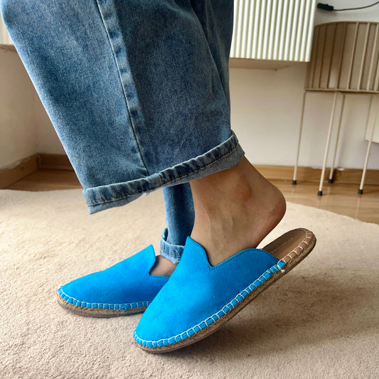 French Blue Mule Espadrilles