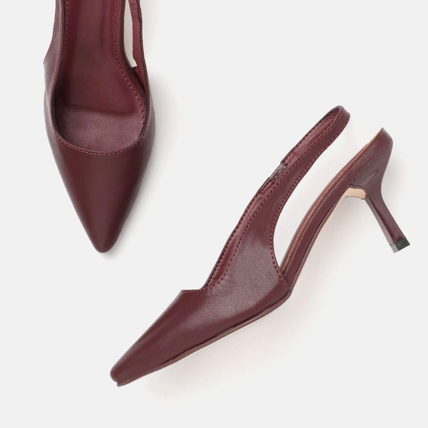 Wine Slingback Heels