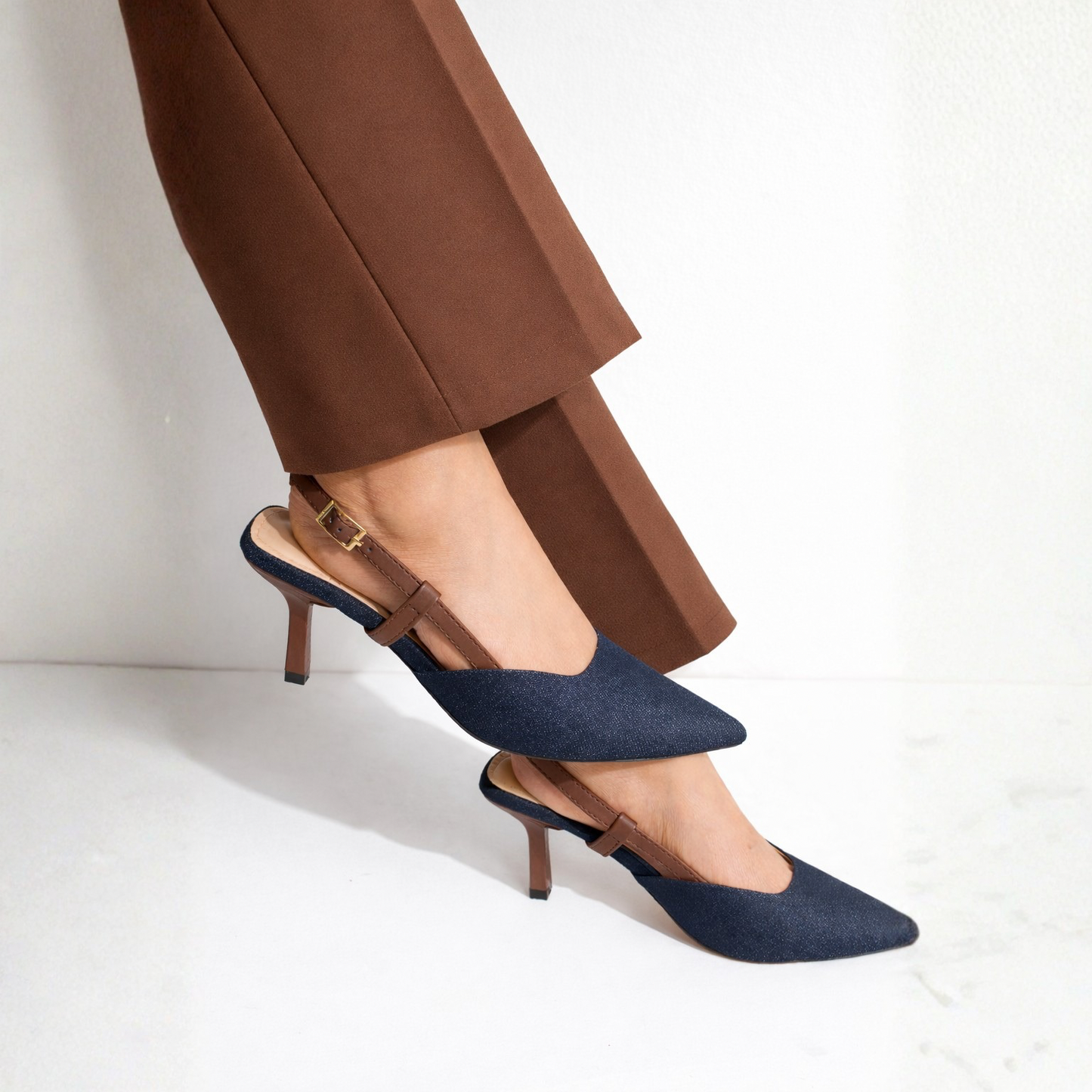 Blue Brown Heels