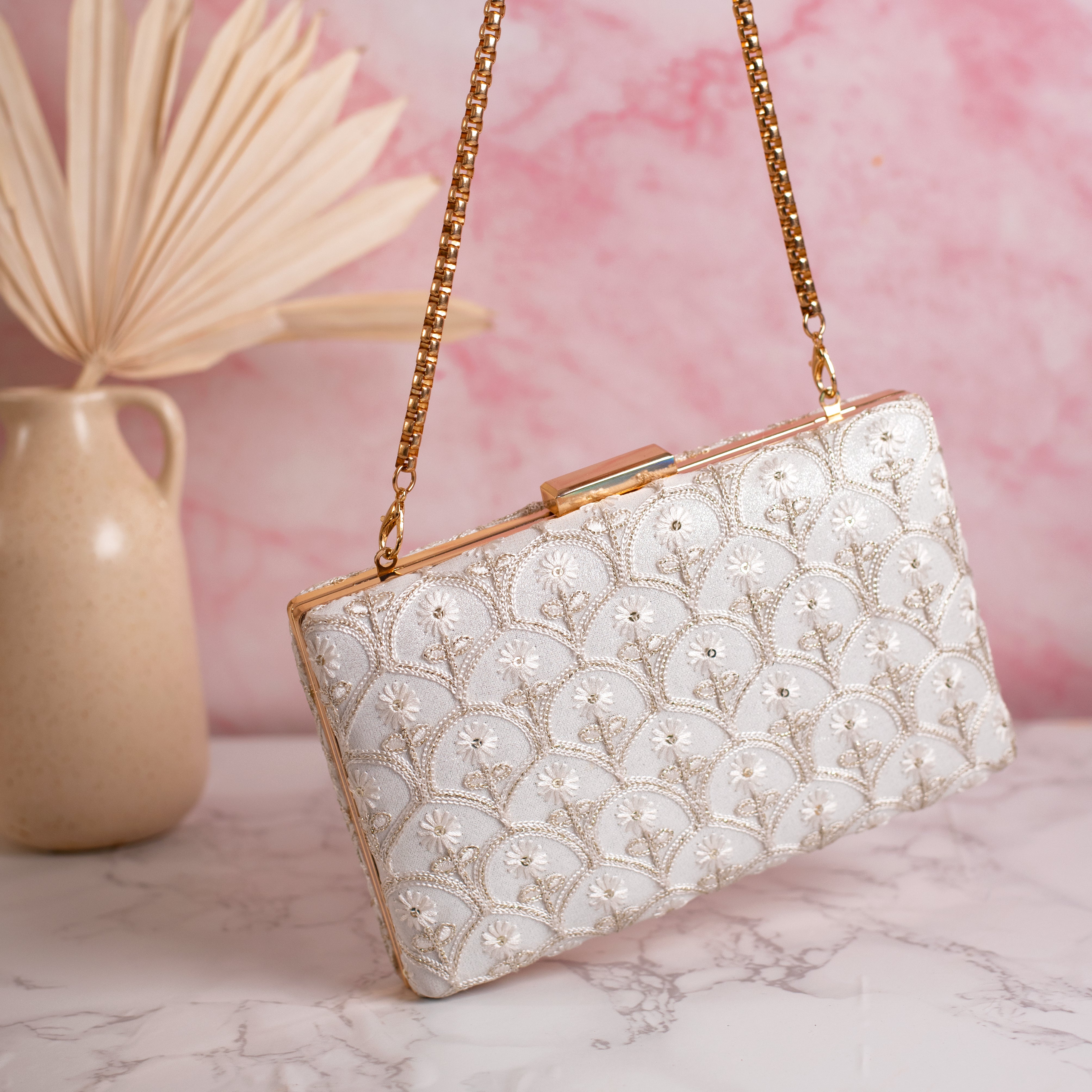 Amna Box Clutch Off-White - Main Image