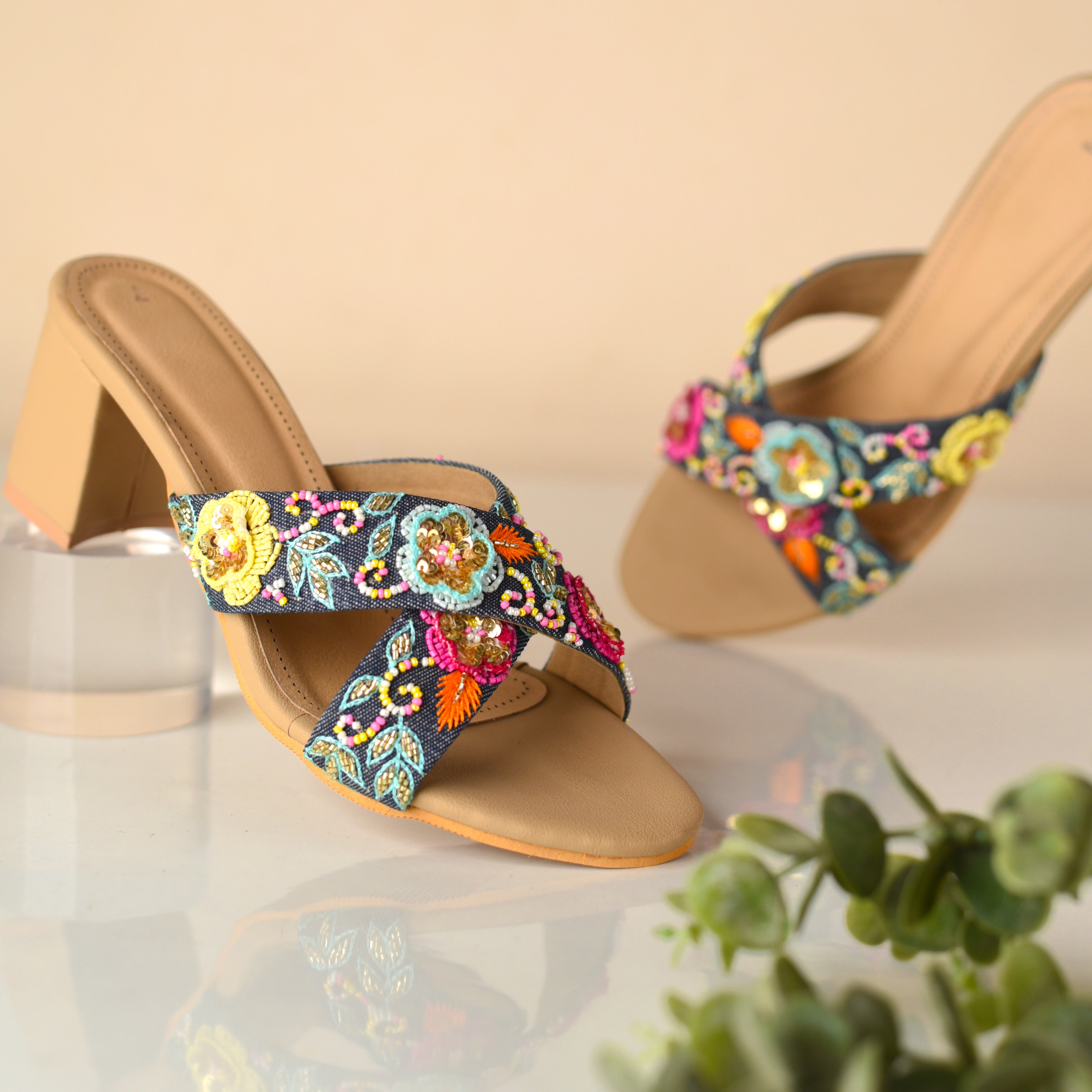 Amazon.com | Latasa Women's Denim Heels Open Toe Ankle Strap Stiletto High Heel  Sandals Shoes (6, Blue) | Heeled Sandals