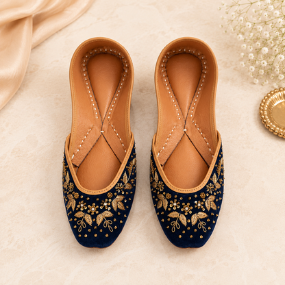 Moonlit Navy Blue Juttis