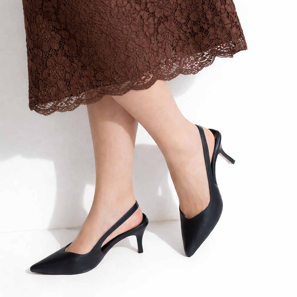 BlackSlingback Heels