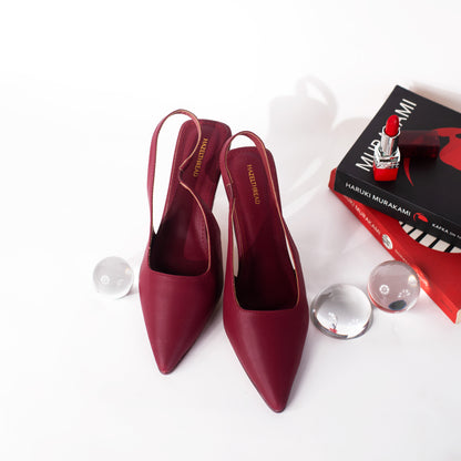 Wine Slingback Heels